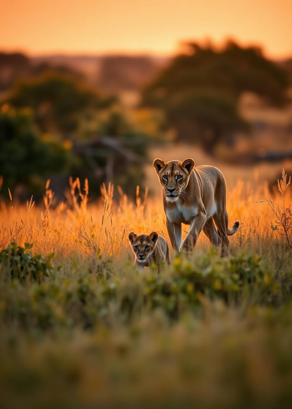Lioness with cub