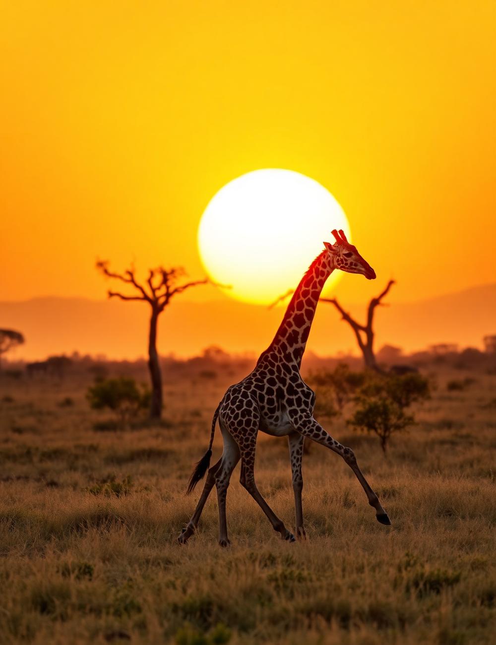 Giraffe at sunset